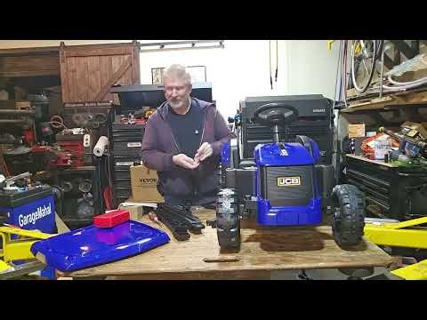 JCB Ride-On Tractor Unboxing and Full Assembly, Tractor Excavator, Blue and Red