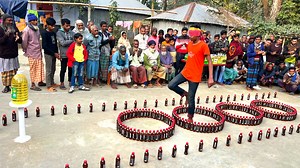 429K views · 2K reactions | Hard challenge to cross the circle of bottles blindfolded | A Local Game | Facebook