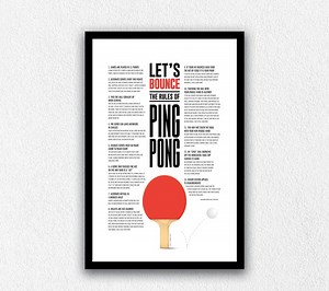 Ping Pong Game Printable | Rules of Ping Pong | Digital Downloadable Art | Game Print | Wall Art | Printable Wall Decor - Etsy