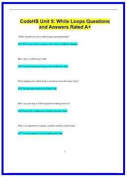 CodeHS Unit 5 While Loops Questions and Answers Rated A1033 636x882