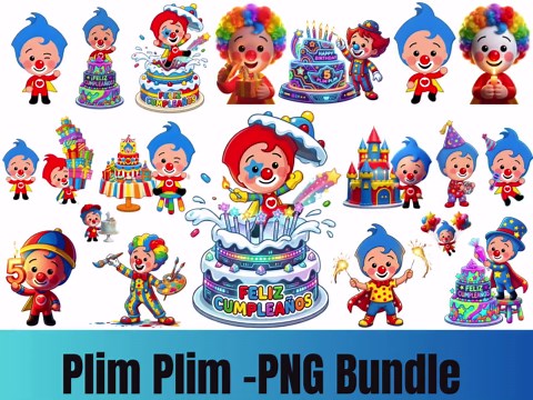 Plim Plim Clip Art Png Bundle , 20   Cartoon Characters,kids Birthday (digital Download) - Etsy