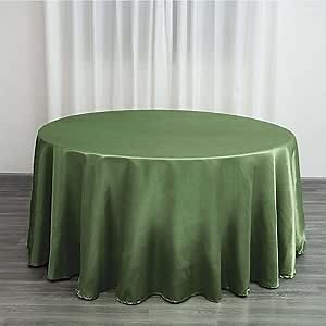 Efavormart 120 Inch Satin Round Tablecloth, Washable Linen Table Cover, Decorative Silky Fabric for Wedding, Party, Banquet Events - Willow Green