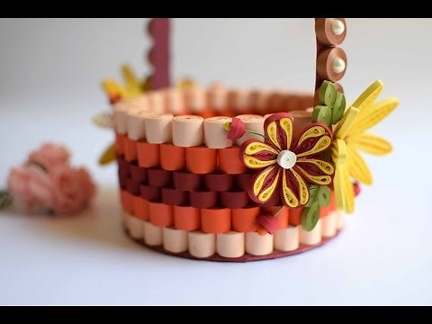 Quilled Basket Part 2: Decorating Paper basket/ 3D Quilling Flowers