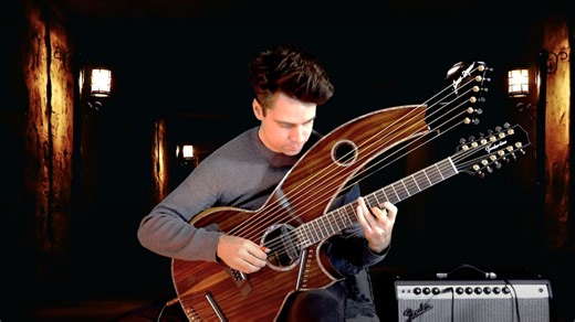 A Gorgeous Fingerstyle Cover of 'Carol of the Bells' on an Amazing 26 String Harp Guitar