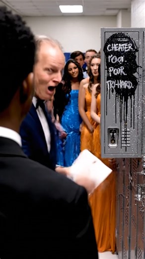 SHE SMEARED MY LOCKER AT PROM—THEN THE PRINCIPAL LAUGHED… UNTIL THE SCIENTIFIC AWARD ENVELOPE OPENED “LOOK EVERYONE—OUR LITTLE SCHOLARSHIP SAVIOR IS A FRAUD.” The principal’s voice cut through the gym like a microphone slap. I was still in my borrowed tux, boutonniere crooked, standing in front of my locker—now drenched in black paint and glitter. Someone had scrawled across it in giant letters: CHEATER. POOR. TRY-HARD. Phones were already up. Seniors in sequins and suits formed a half-circle li