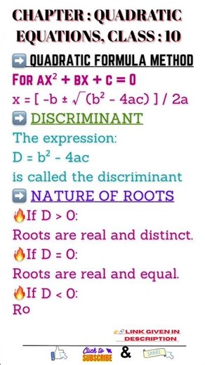 Quadratic Equations Explained | Definition, Concepts & Formula #math #shorts #viral #class10