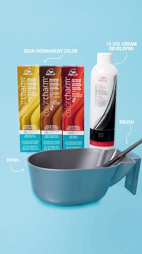 📸 PICTURED: everything you need to color your hair at home. ⬇️ 1️⃣ Mix 1 part #WELLAcolorcharm Demi-Permanent Color with 2 parts 10 vol cream developer. 2️⃣ Apply with bowl and brush or bottle. 3️⃣ Process, rinse, style, SLAY. ✨ Be *extra* you and shop all 21 luminous shades at @sallybeauty at the link 🔗 in our bio. 🛍 #CreateWithConfidence #WellaExtra #myristorantecreation