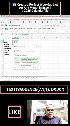 📅 Create a Perfect Weekday List for Any Month in Excel | July 2025 Calendar Tip