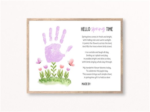 Spring Handprint Art, Handprint Poem Craft, Flower Handprint, Spring Preschool Printable, Toddler Spring Activities, Homeschool Spring - Etsy Australia