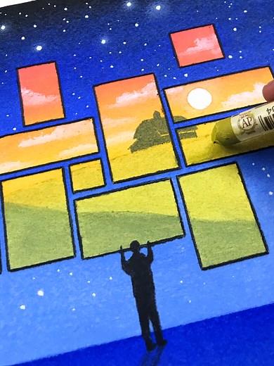 Pastel Gradient Tape Stencil Tutorial: Day to Night