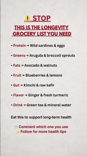 Stop ⚠️ This is The Longevity Grocery List You Need