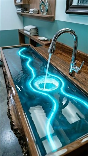 Amazing Epoxy River Sink with Glowing LED Effect 😱 #shorts