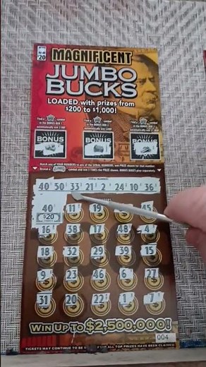 Magnificent Jumbo Bucks South Carolina Lottery Scratch off tickets