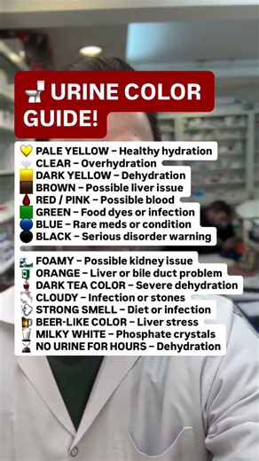 🚽 URINE COLOR GUIDE! #health #urine #kidney #hydration