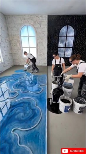 Cloud ☁️ vs Rainbow 🌈 Epoxy Flooring- Which side wins #shorts #epoxyfloor