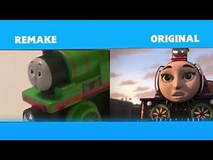 The Great Race Thomas crash at Knapford Station. Remake vs ￼Original.
