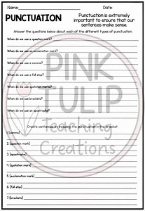 Using Punctuation Grammar Worksheets - No Prep Printables - Etsy