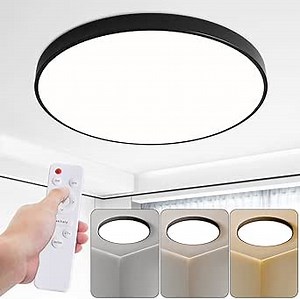 24 Inch LED Flush Mount Ceiling Light Large, 48W 2800lm Bedroom Lights for Ceiling, 3000-6500K Dimmable Close to Ceiling Lights with Remote, Modern Light Fixtures for Living Room