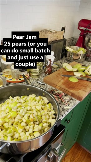 SoaringForGod on Instagram: "Pear Jam 11/2025 #fyp #fypシ #food #homestead #fall #cooking #sugar This is an amazing pear jam! You can use this basic recipe to make any form of jam or preserve quickly and efficiently. We don't normally add gelatin when we do it for yogurt, but it helps it come together for other recipes. Don't make if allergic to pears Store in fridge for 3 weeks We gave all the pear cores and etc. to the chickens. They loved it!"