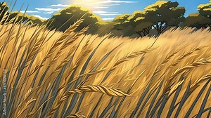 Expanse of savanna grass with sparse vegetation and azure sky