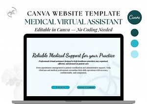 Medical Virtual Assistant Website Template | Canva Website for Healthcare VA | Editable Clean Teal Design - Etsy Canada