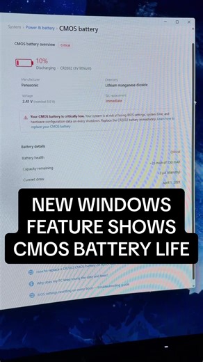 There is now a way to check the battery life of your CMOS battery. #pcgaming #pcgamer #pcgaming #pcbuild