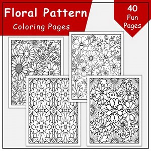 Floral Pattern Coloring Pages: Relaxing Whimsical Printables to Color