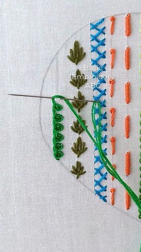 50K views · 653 reactions | basic scroll chain stitch borderline hand embroidery shorts 17#embroidery #basicembroideryabc #bordado #handembroidery #ruphandicraft #reelsviralシfb | Basic Embroidery ABC | Facebook