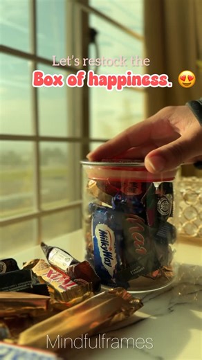 Mindfulframes on Instagram: "-Restocking my chocolate jar because little moments like these bring so much calm 🍫✨ There’s something so satisfying about organizing snacks and creating cozy corners at home. Simple routines, peaceful vibes, and a reminder that joy can be found in everyday restocks 🤍 Save this for cozy home inspiration ✨ #restock #chocolate #simplejoys #satisfyingvideosdaily #cozyhome"