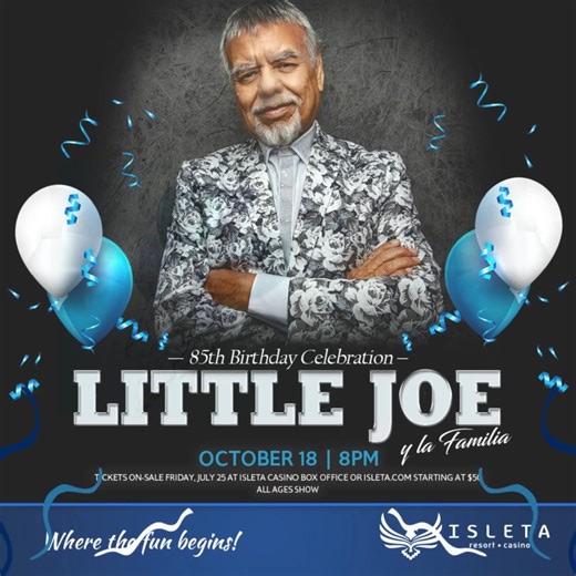 1.2K views | Don’t miss a living legend! Little Joe y La Familia is coming to the Isleta Resort & Casino Showroom for a special Birthday Celebration Saturday, October 18 | 8 PM Tickets are still available — but they’re going fast!  Grab your tickets NOW at ➡️ Isleta.com ⬅️ before they’re gone! | Isleta Resort & Casino | Facebook