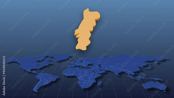 World Map Showing Portugal Country in Detail