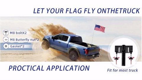 No-Drill Truck Flag Pole Mount Kit - Quick Installation, Universal Fit for Most Pickup Truck Bed Frames,Up to 1.2 Inch Flagpole Includes All Mounting Hardware (1 Set)