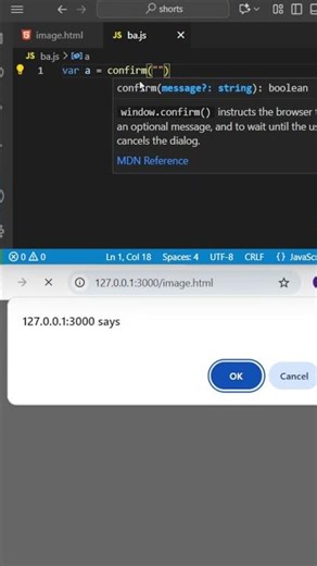 Confirm Function in JavaScript #coding #frontendcourse #programming #webdevelopment #javascript