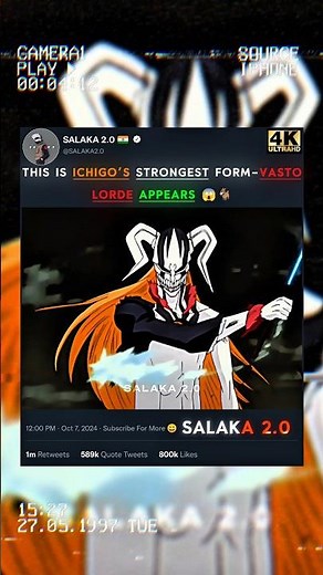 The Moment Ichigo shows his Strongest Form ☠️😱 #bleach #ichigo