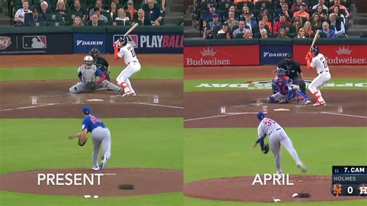Cam Smith made a swing change in mid-May and has thrived. His stance is now 12* more open, and he is deeper in the box. Smith is letting the ball travel and his intercept pt is 2.5 inches closer to home. AvgEV: 85.7📈91.6 HH%: 37.9%📈50.9% zCon: 80%📈86.7% Cont%: 71.3%📈77.7% (Per @ChrisCleggMiLB) | Houston Texans Houston Rockets Everything