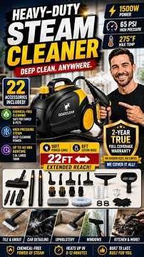 🔥 GOATCLEAN Heavy-Duty Steam Cleaner Review | 1500W Power Cleaning Beast for Home & Car! 🚗🏠