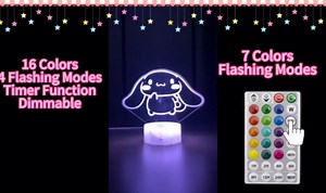 16 Colors Cartoon Night Light, Anime Character Change Decor Lamp with Remote, Dim, Timer, Fans Kids Gifts for Christmas Birthday Boys Girls