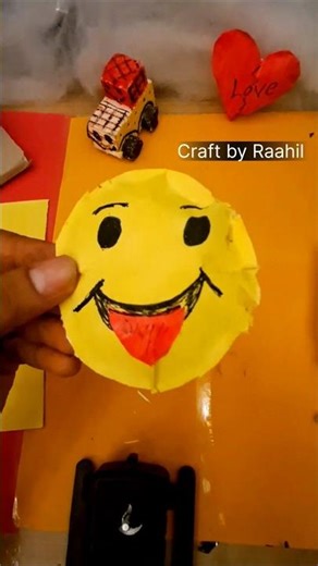 Cute Emoji Craft 😜 | Easy Paper Art for Kids | Fun DIY Idea 💛 #CraftByRaahil"