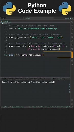 Remove Words From a String with Python - Python Code Example
