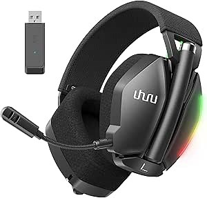 UHURU Dual Wireless Gaming Headset with Microphone for PS5 PS4 PC: Gaming Headphones with Stereo Sound - 32Hr Battery - Cool RGB