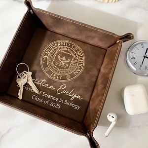 Custom College Logo Graduation Leather Tray - Personalized Grad Gift for Graduates to Celebrate Your Hard Work, Class of 2025 - Etsy