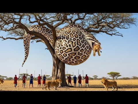 Heroic Rescue Team Saves Mother Lion and Lion Cub From Giant Python Attack