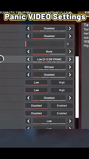 Panic Apex Video Settings - #panic #apexlegends #apex #apexcontroller #video #videosettings #setting