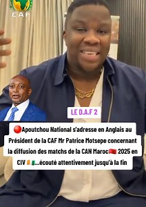 36K views · 1.1K reactions | Apoutchou National, très en colère adresse un message en anglais au président de la CAF pour demander que tous les matchs soient diffusés sur les chaînes ivoiriennes, afin que les parents puissent les suivre. | Cercles des STARS du 237 | Facebook