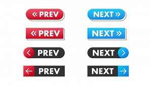 Previous and Next Buttons Animation on White and Green Screen Background