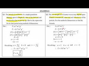 Deriving an dimensional formula or equation