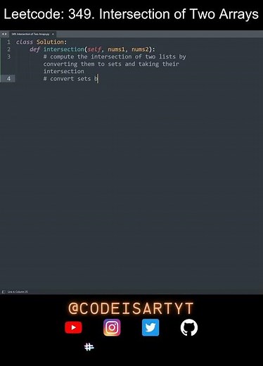 Leetcode 349. Intersection of Two Arrays in Python | Python Leetcode | Python Coding Tutorial | ASMR