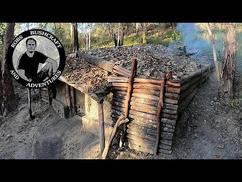 Complete Bushcraft Dugout Earth Shelter Build - Start to Finish