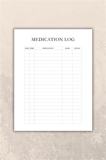 Medication Log Printable | Daily Medicine & Dose Tracker | Simple Prescription Record - Etsy