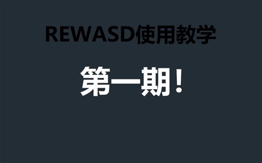 【REWASD】使用教程第一期
